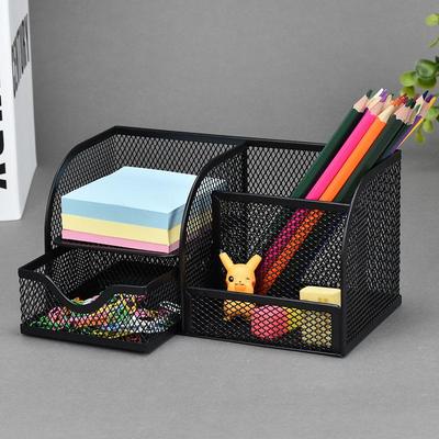 Little Seven Desktop Pen Holder - Office Stationery Organizer with Multiple Compartments