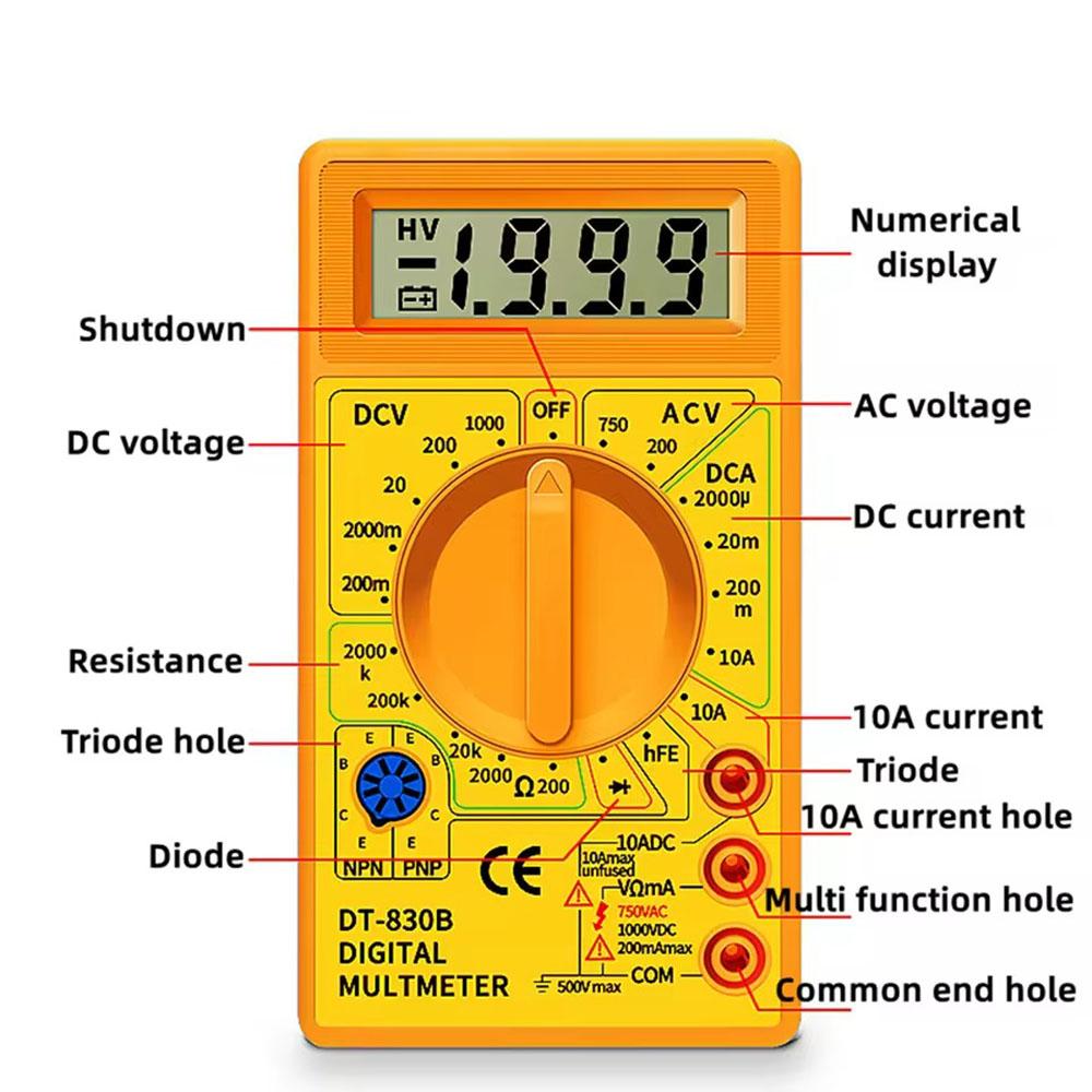 Digital multimeter tester DT830B electric voltmeter ampere meter, portable volts multimeter car battery tester circuit tester