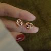 2024 Trendy Rose Gold Heart Stud Earrings: Light Luxury French Retro for Women