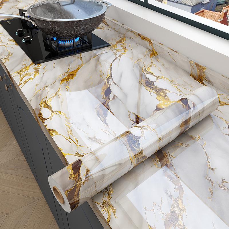 Selfadhesive Oilproof Thickened Marble Waterproof Kitchen Stickers For Countertops And Stovetops