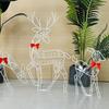 Christmas Reindeer Decoration Outdoor Light Up Deer Family with Warm Light 2D Standing Deer for Holiday Yard Garden Lawn Decor