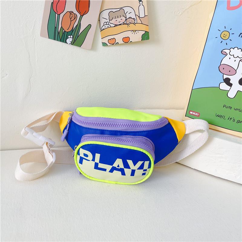 Trendy Blue Canvas Children's Crossbody Bag Stylish Sports Chest Pack For Kids