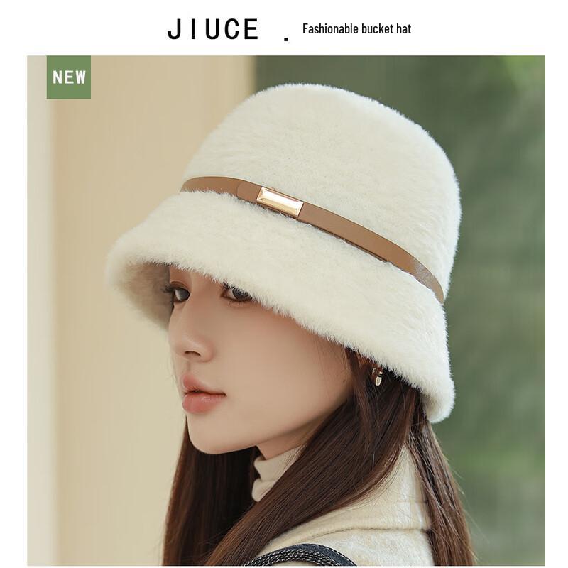 Женская осенне-зимняя шляпа-ведро с пряжкой из искусственного меха норки