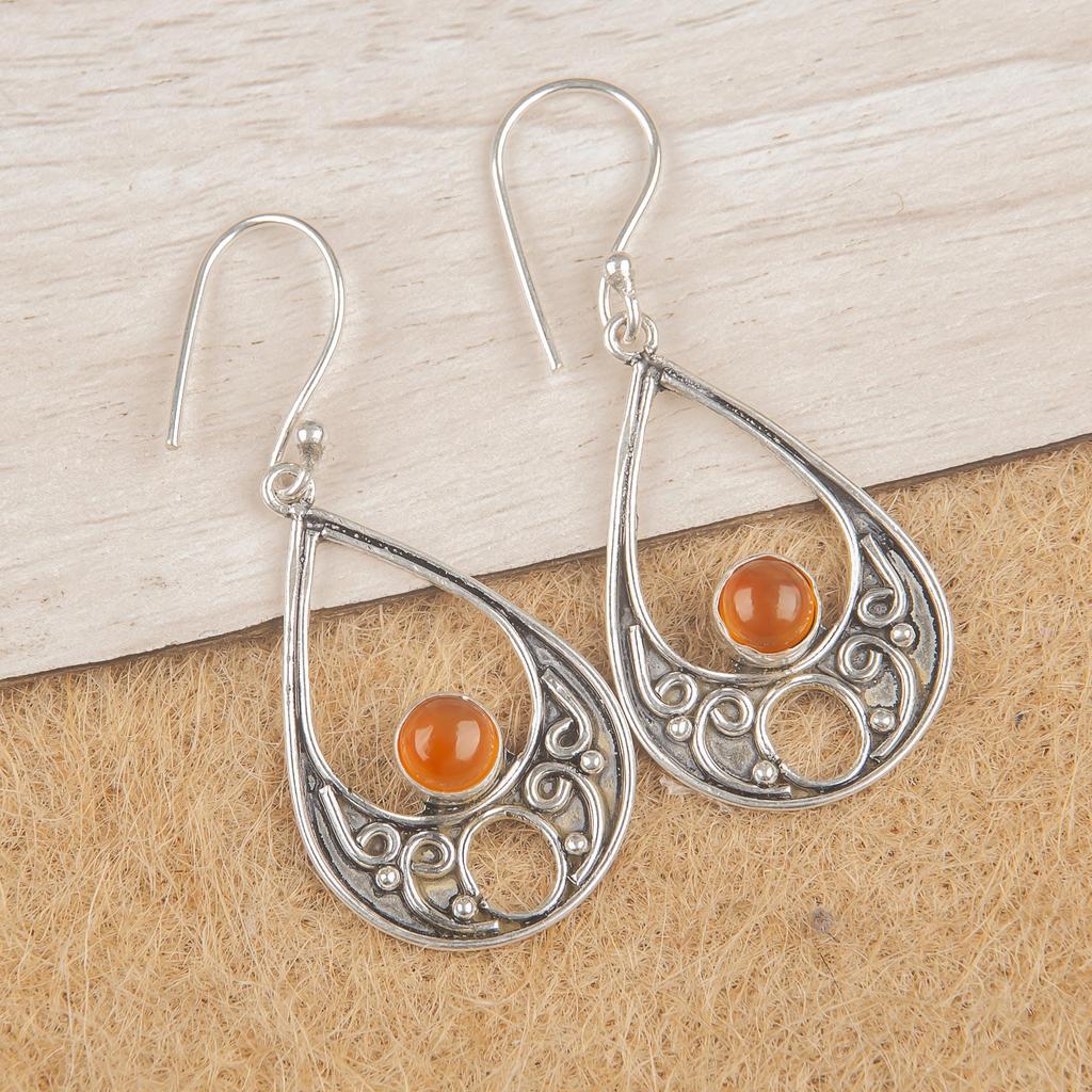 Carnelian 925 Solid Sterling Silver Earrings, Handmade Gemstone Earrings Jewelry, Gifts For Wife Brand New Earrings