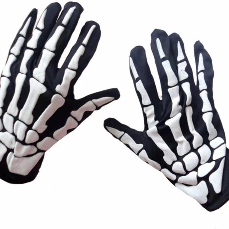 Halloween Gloves Black White Makeup Props Halloween Supplies Naturalness Skull Ghost Claw Gloves Festival Products