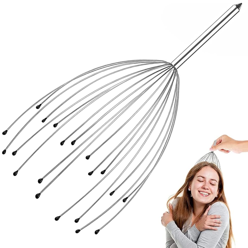 YIBOOOM Scalp Massage Tool 20-Finger Handheld Head Massager for Stress Relief and Circulation