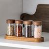 4PCS Moisture-proof Glass Seasoning Jars Transparent Salt Seasoning Organizer  Seasoning Container