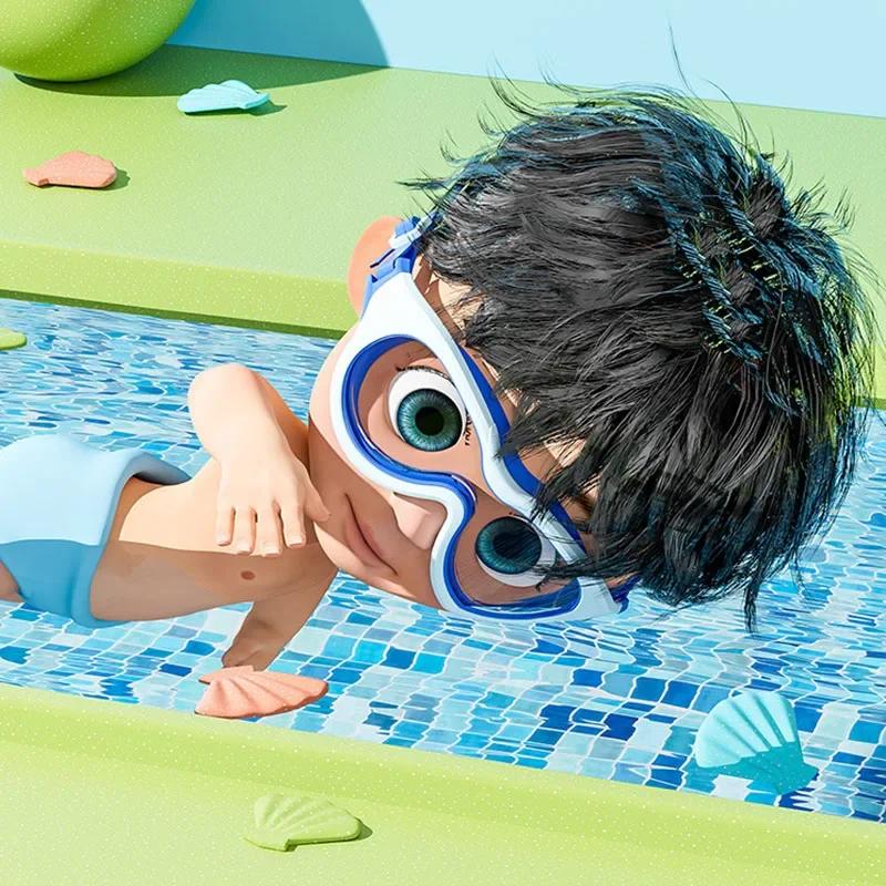 High-definition Children Swimming Goggles for Boys and Girls Anti-fog Swimming Goggles Large Frame Glasses Comfortable Silicone