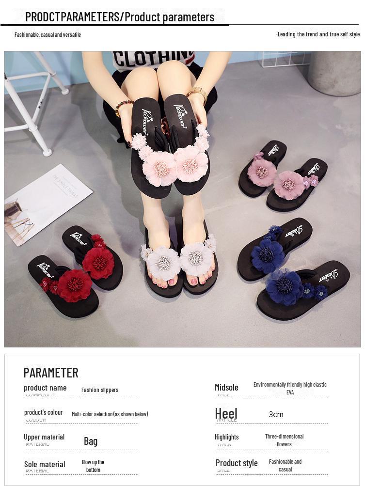 "Shanjiao 2025 Women's Handmade Black Flip Flops - Summer Fashion Non-Slip Beach Slippers with Thick Sole"