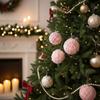 Modern 8/10cm Fluffy Christmas Ball Foam Decorative Christmas Tree Pendant Pink Christmas Hanging Ball Festive Holiday