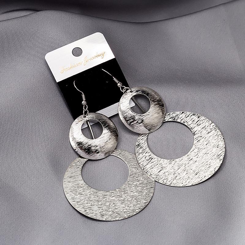 Fashion Round Star Pendant Long Tassel Earrings For Women Girls Simple Style Geometric Shaped Stud Ear Jewelry Party Gifts