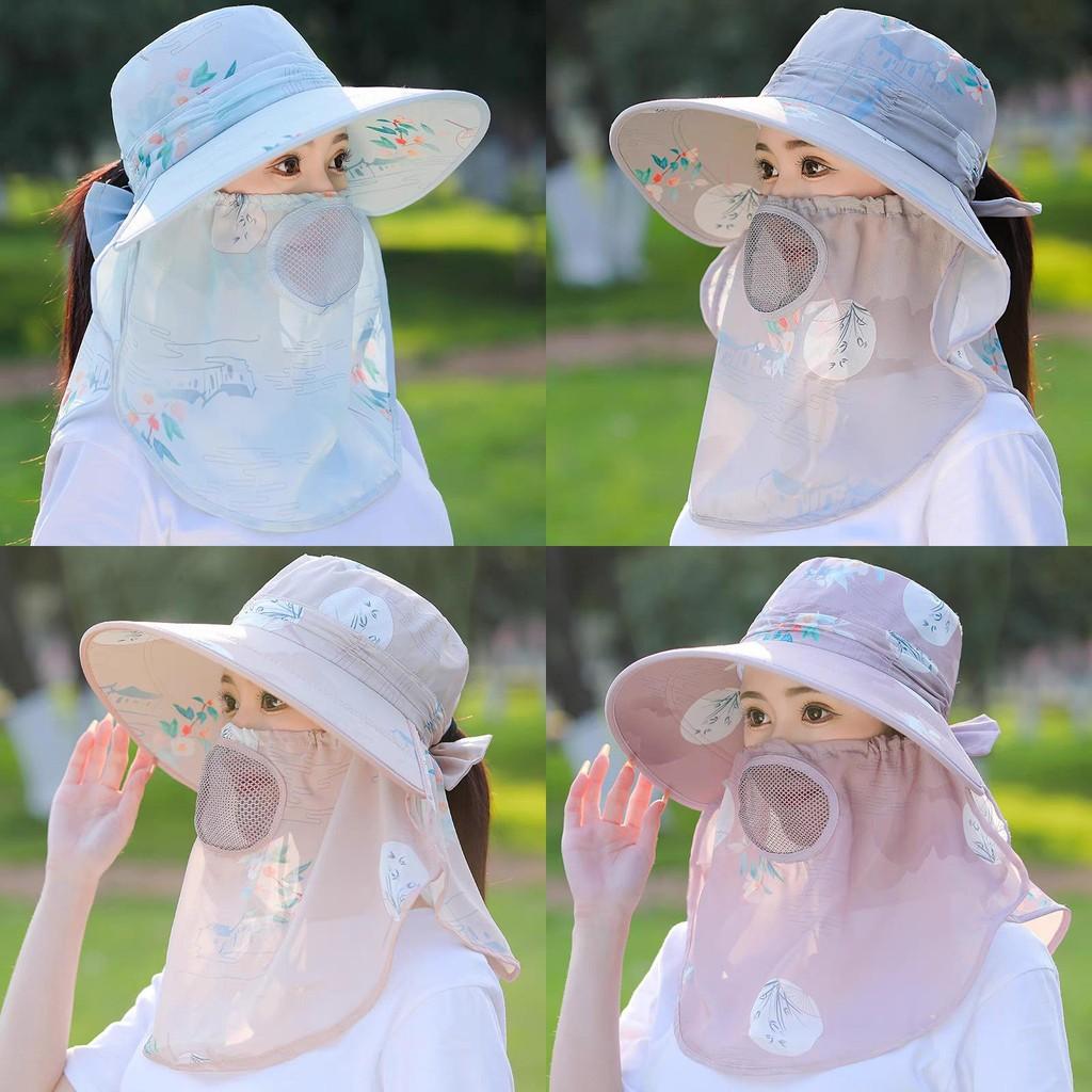 Sun Protection Wide Brim Hat For Women With Breathable Polyester Fabric And Floral Design For Summer Sunshade