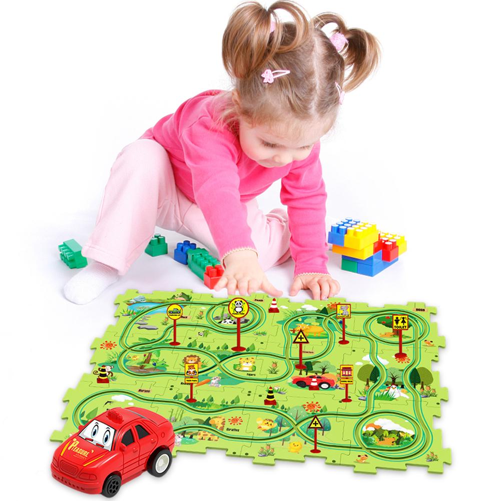 Montessori Toys DIY Assembling Electric Trolley Rail Car Building Toys Early Education Hand Eye Coordination for Kids Children