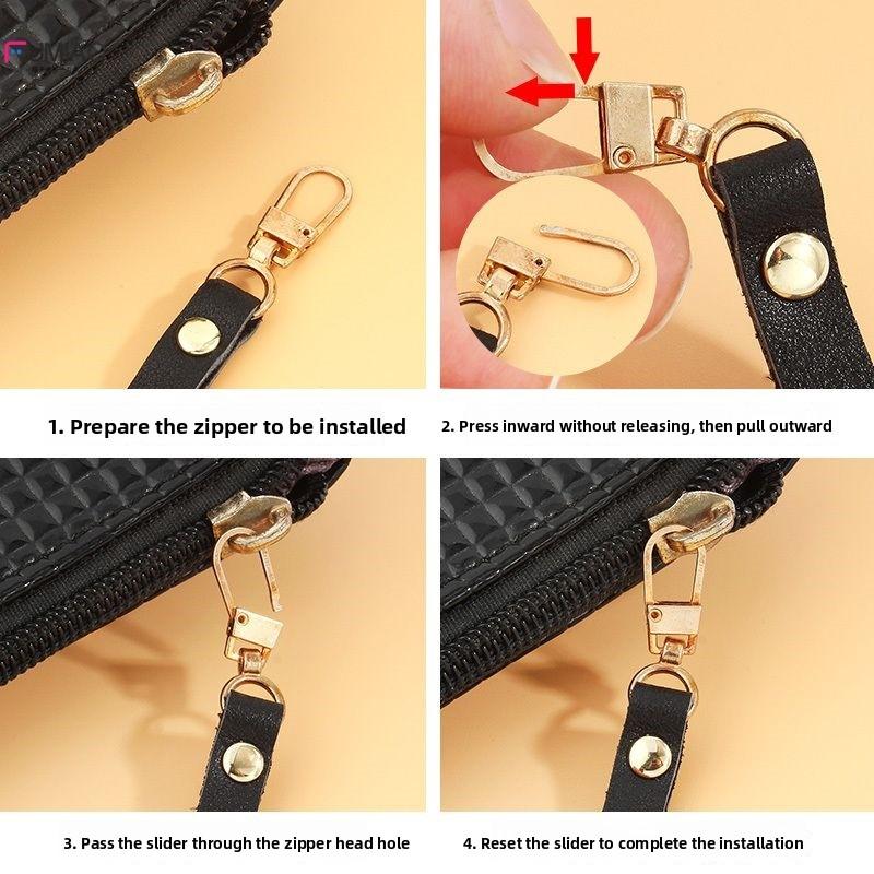 Detachable Leather Zipper Pulls Head for Bags Clothes Outerwear Replacement Accories Home Sewing DIY Materials Tools