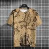 Maglietta vintage da uomo, estiva, americana, con stampa bussola, a maniche corte, comoda e comoda, abbigliamento casual da uomo per tutti i giorni.