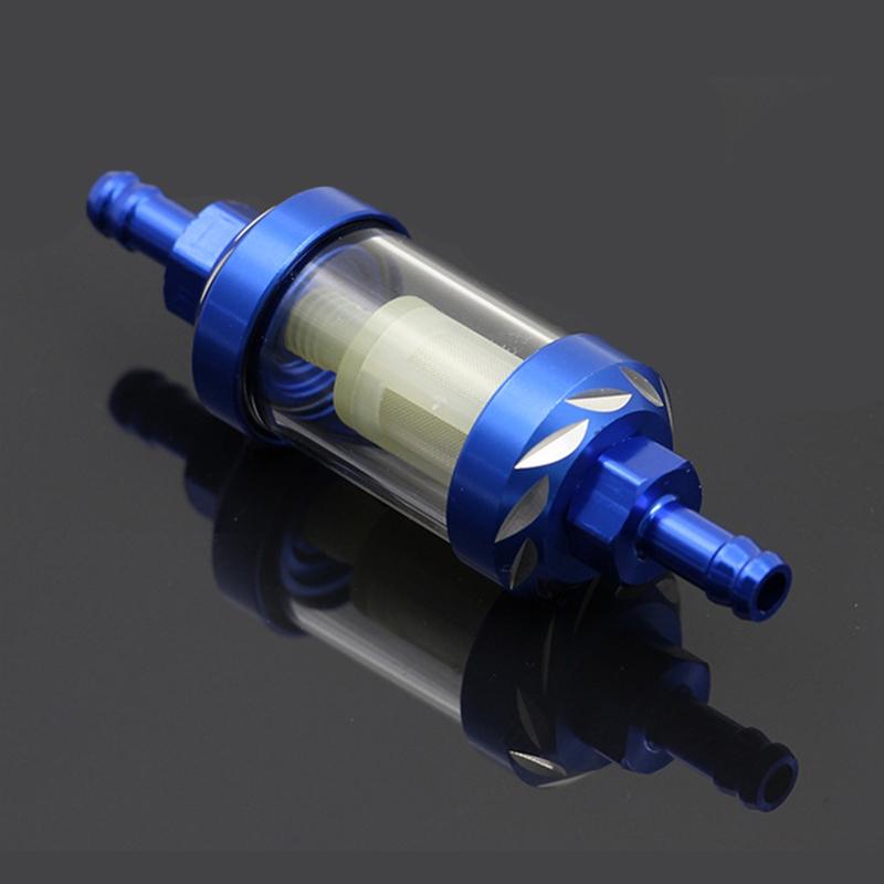 Motorcycle Gasoline Filter 8mm CNC Aluminum Universal Alloy Glass Gas Fuel for Motocross Bike ATV Quad Parts Accessories