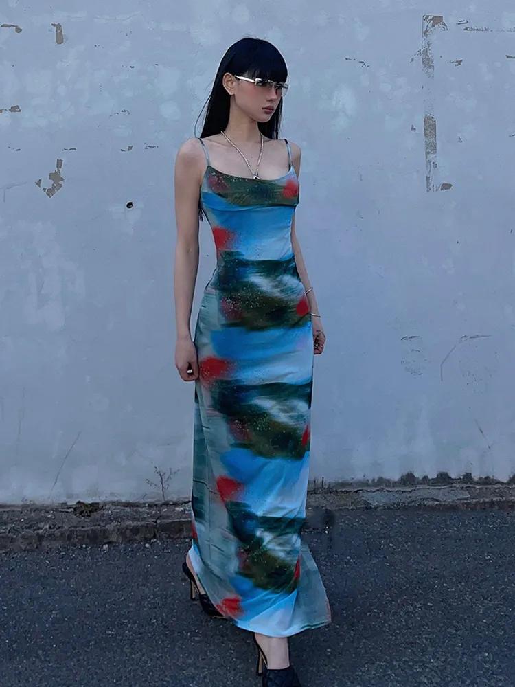 Xitao Fashion Sexy Women Slim Print Slip Dress LYD1394