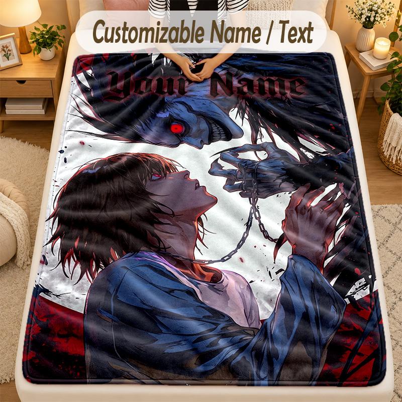 Flannel BlanketDeath Note Custom Name Text Personalized Soft Warm Throw Blanket Home Decor Gift