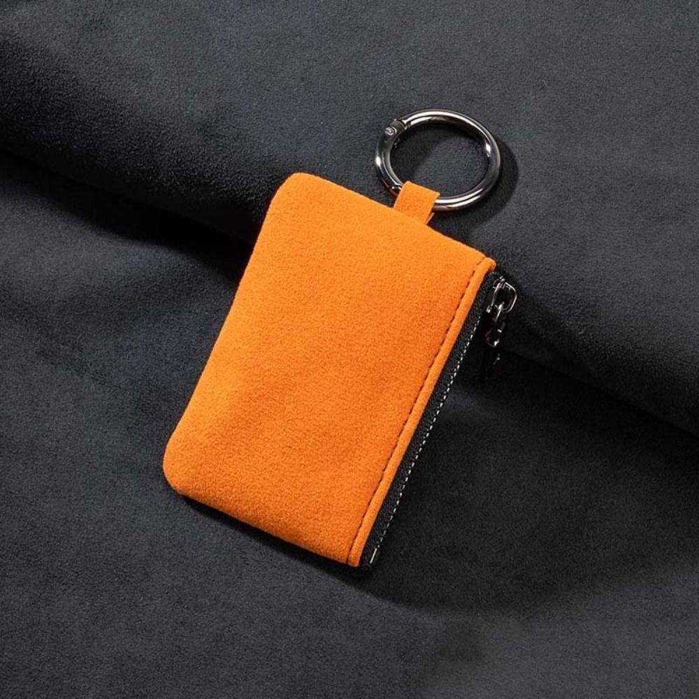 Large-Capacity Zipper Key Pouch Bag Key Cover Suede Leather Key Case for Automotive Keys