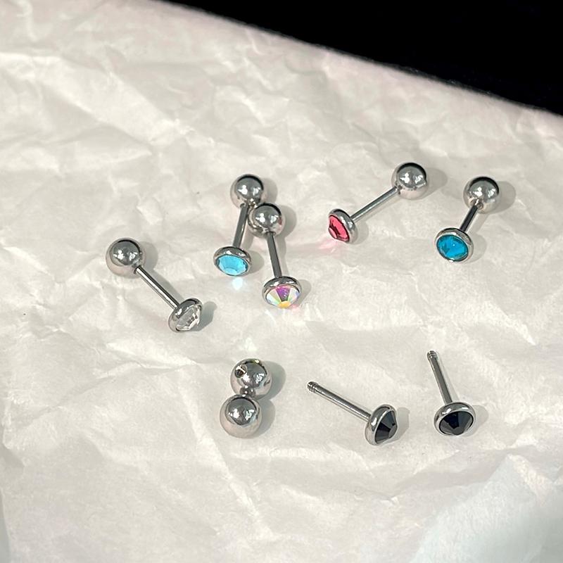 4mm Náušnice s puzetou šroubovací zadní strana nerezová ocel zirkonové náušnice pro muže ženy piercing chrupavky ucha šperk do těla