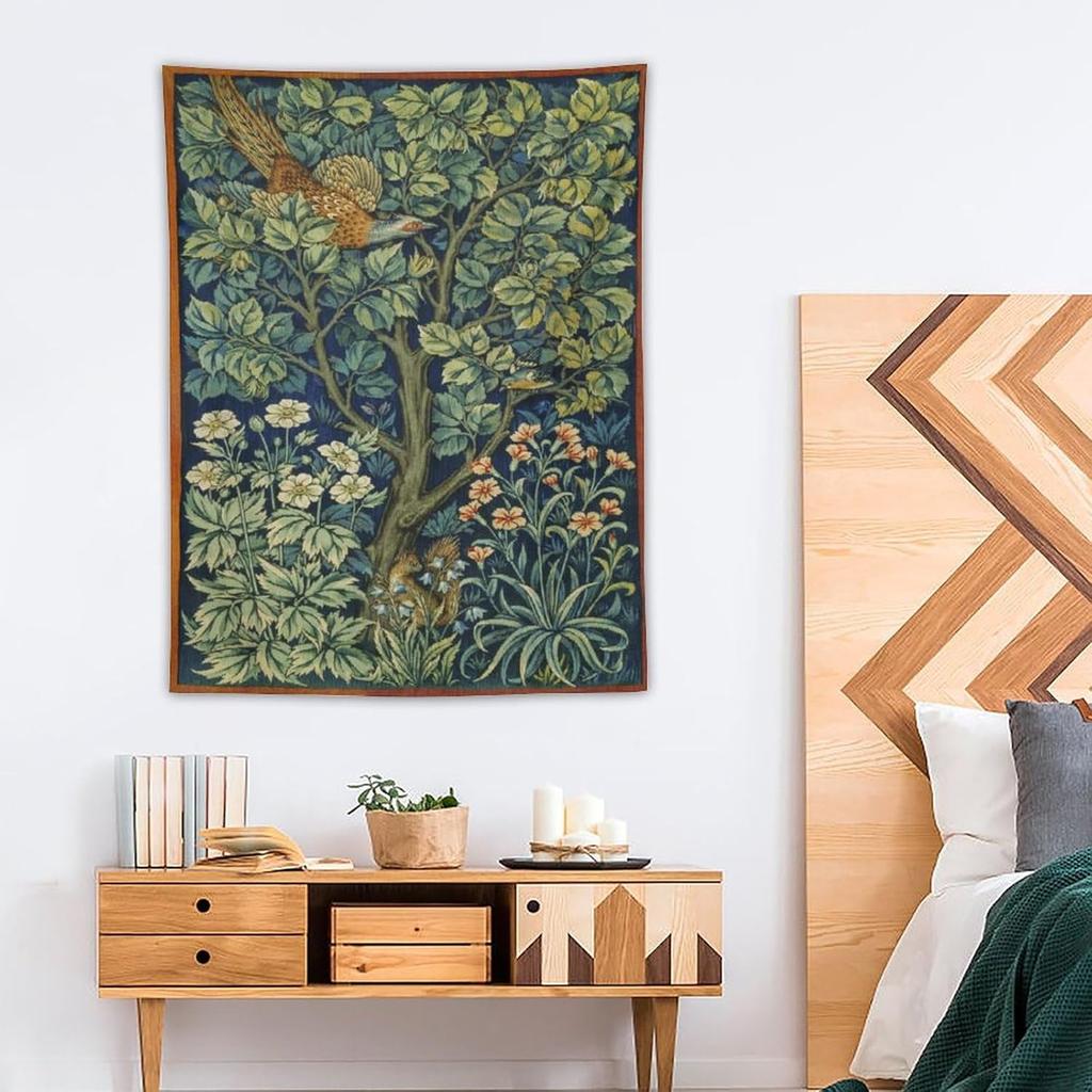 Arazzo da Parete con Piante Vintage, Classico Medievale Vintage Motivo Floreale Moderno Arredamento Murale, Floreale Retrò Arredamento per la Casa Per