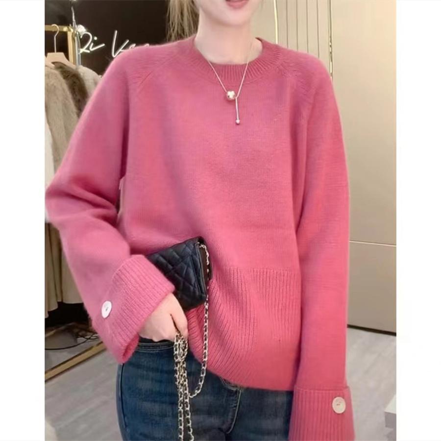 

Loose Soft and Cozy Comfort Fit Slimming Set Sweater Women Autumn Winter Long Sleeve Knit Outerwear Inner Wear Top One Size червоний