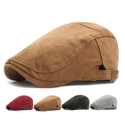 Peaked Cap Men British Vintage Beret Women Suede Cap Forward Cap
