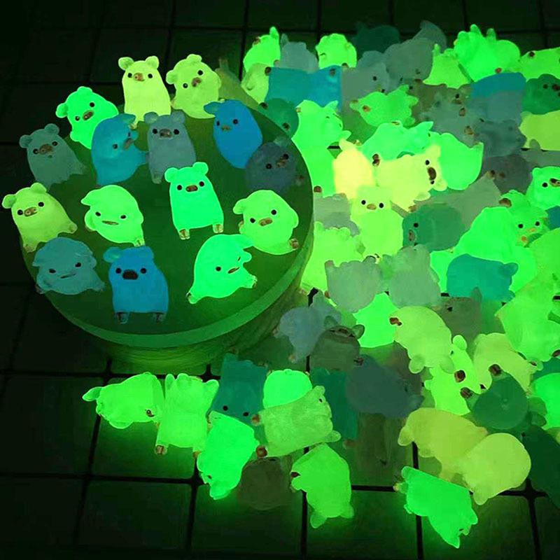 1/5Pcs Mini Luminous Piggy Decor Car Dashboard Home Ornaments Diy Accessories