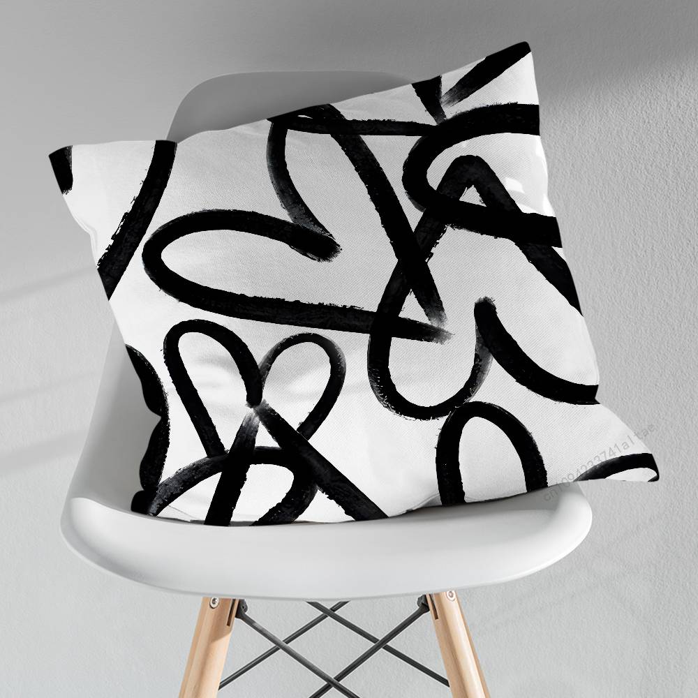 Abstract Art Black White Pillow Over Living Room Sofa Cushion Cover Home Decoration Bedroom Room Bed Pillow Cover