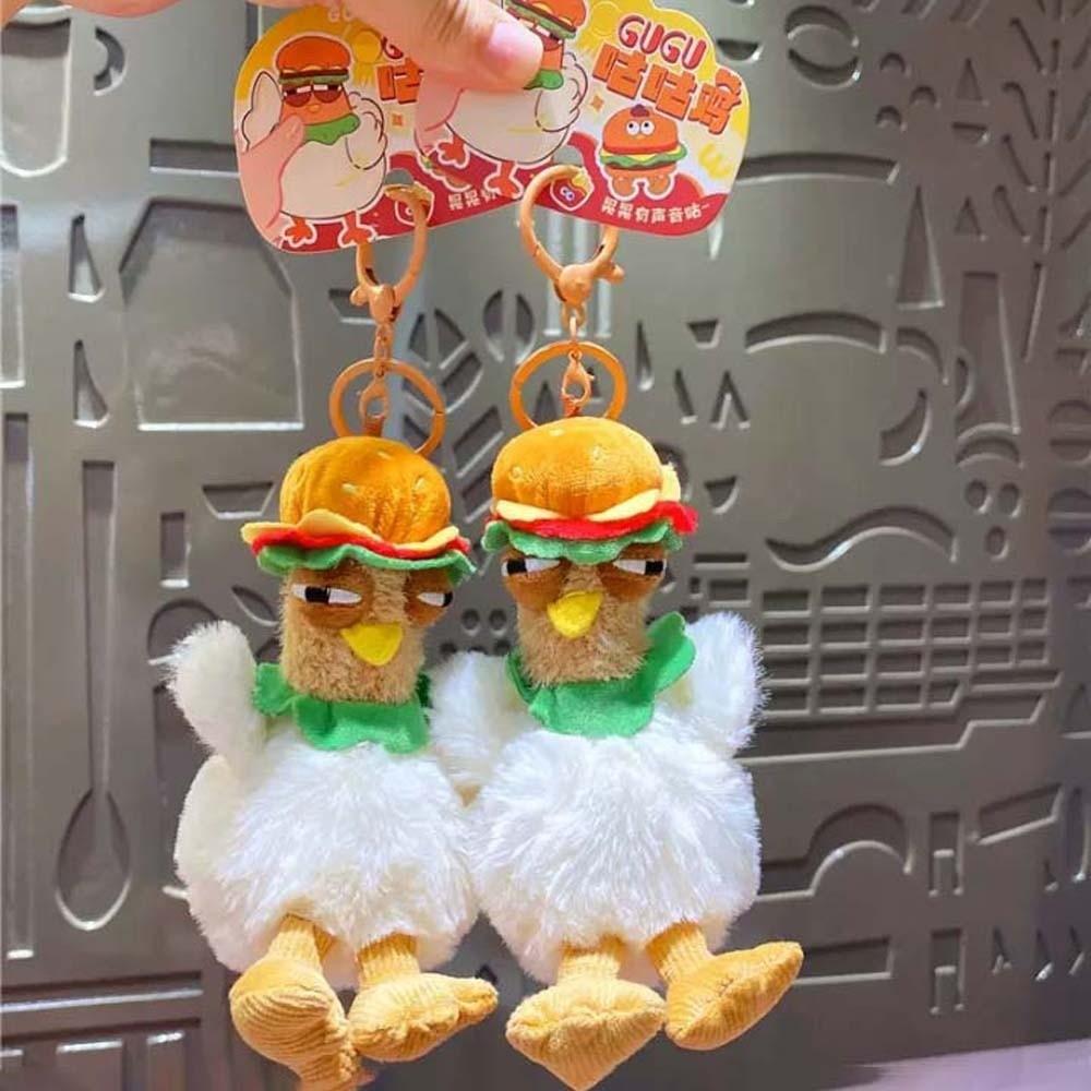 Doll Hamburger Hen Key Ring Simulation Gugu Animal Key Holder  Release Stress