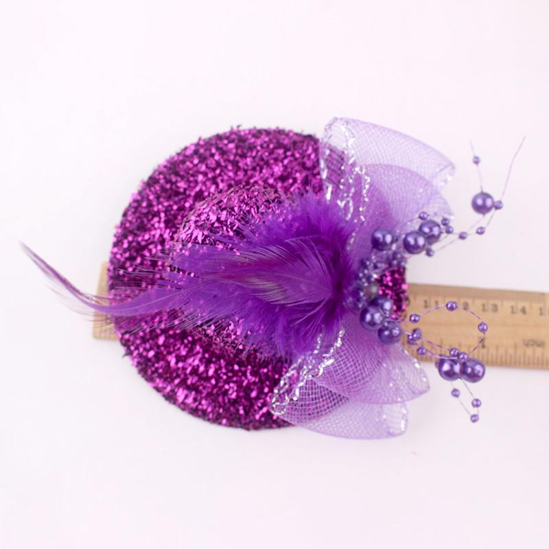 1Pc Headwear Hair Accessories Fascinator Hat Feather Flower Girl Pearl Beaded Decor Hair Clips Children's