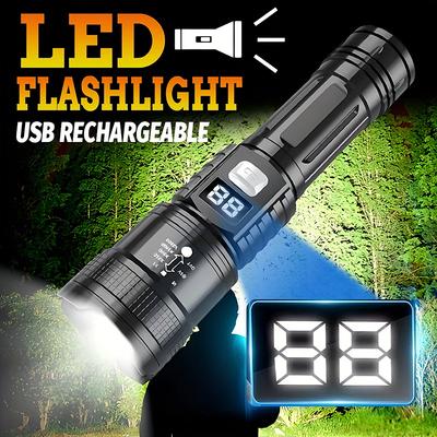 High Power LED Flashlights Built-in Battery USB Rechargeable Strong Hand Light Multifunctional Torch Lamp For Emergency Camping