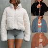 2025 Autumn/Winter European and American Women's Plush Lambswool Short Cardigan Jacket