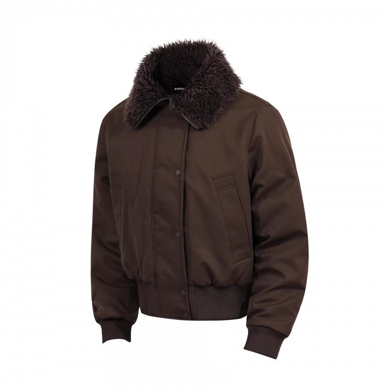 Unisex Oversized Thick Warm Cotton Jacket With Faux Fur Collar Winter Casual Coat