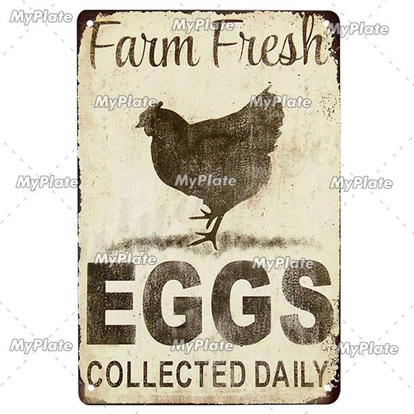 MyPlate Fresh Egg Metal Sign Vintage Plaque Tin Sign Home Decor Bar Sign Coop Ckicks Art Poster Outdoor Decor