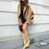 VAYLA New Outerwears Trench Coat for Women Batwing Sleeve Long Coat Winter Woolen Cloth Trench Brown Lapel Mid Long Jackets