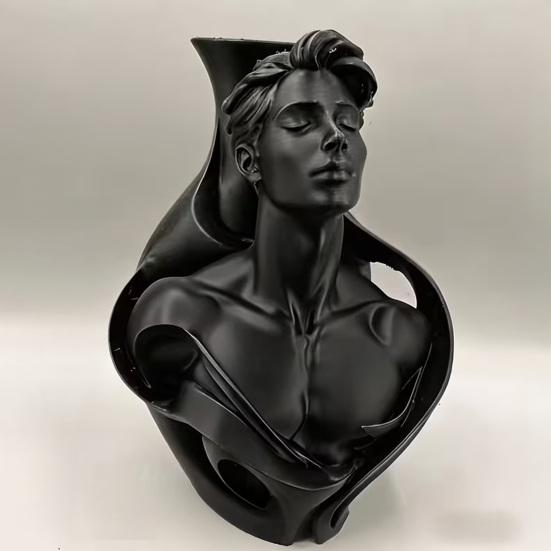 3D Printed Human Bust Vase Artistic Sculpture Planter for Succulents Matte PLA Desktop