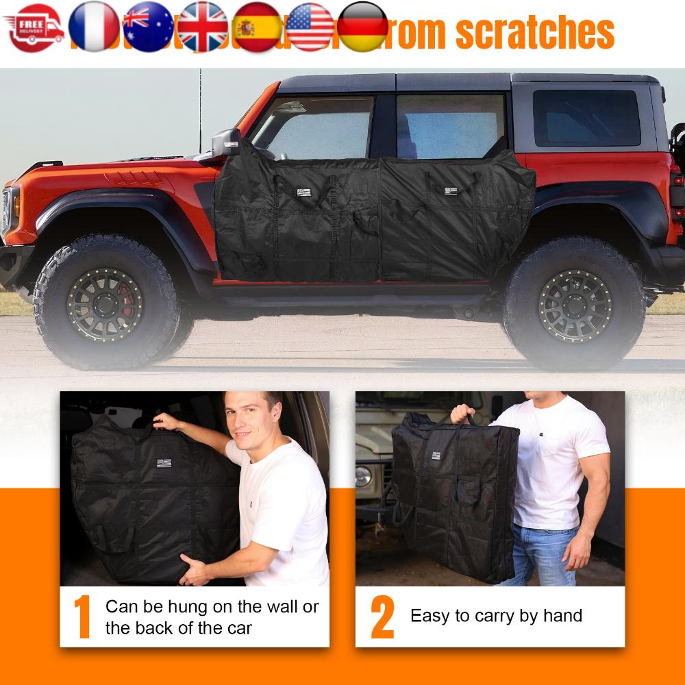 4pcs Front Rear Door Storage Bags Organizer Oxford Cloth Portable Protector Bag with Handle Fit for Ford Bronco 4-Door 2026-2026