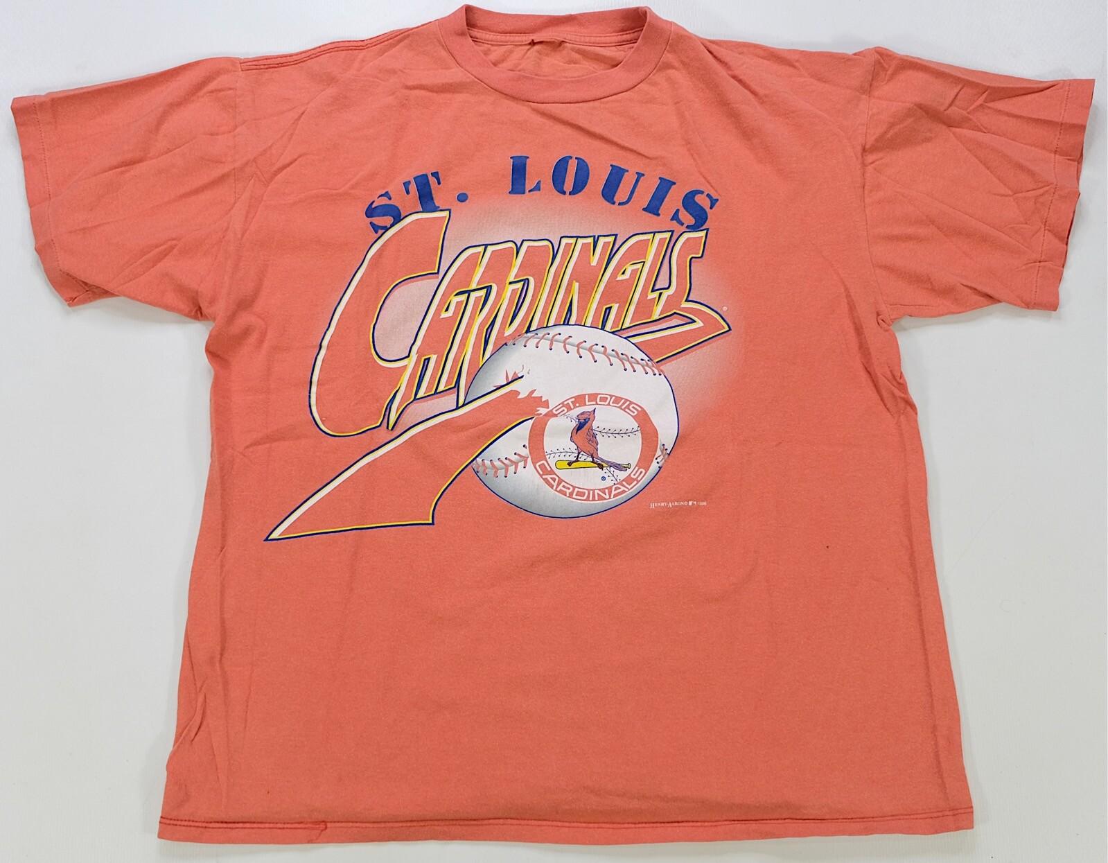 Rare Vintage HANK AARON St Louis Cardinals 1996 Single Stitched T Shirt 90s L