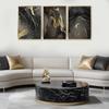 Kyiyhzp 3Pcs Abstract Black Gold Wall Art Modern Minimalist Wall Decor Prints Black gold grey pictures Marble painting artwork for Living Room