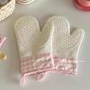 ZISIZ Korean Style Pink Plaid Heat-Resistant Silicone Oven Mitt