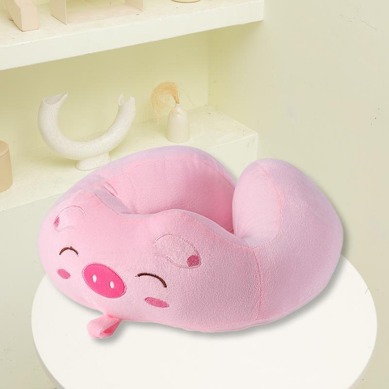 Cute Cartoon Neck Pillow for Travel - U-Shaped Cervical Support for Airplane & Train Nap