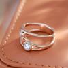 Luxury Simple Natural Zircon Ring For Women  Rose Gold Color Geometric Line Korean Rings Fashion Wedding Daily Jewelry