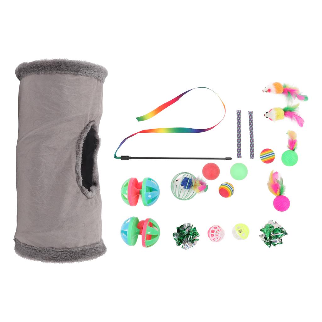21 sztuk zestaw zabawek interaktywnych kolorowe kulki kot kij dzwony zabawki dla kota asortyment dla kota kotek
