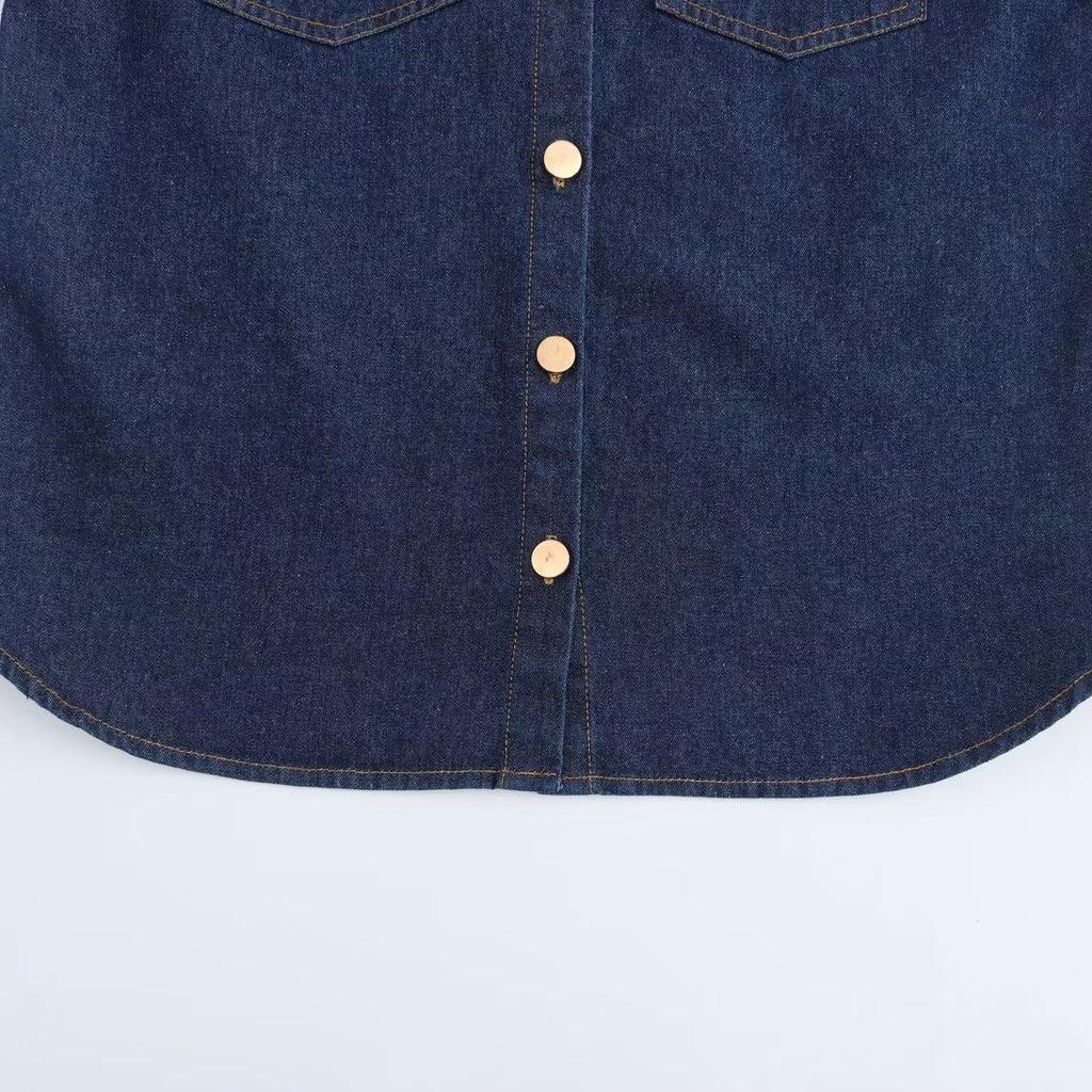 2024 Herbst/Winter Damen Vielseitiges Weiches Langarm-Revers-Denimhemd - Europäischer & Amerikanischer Stil