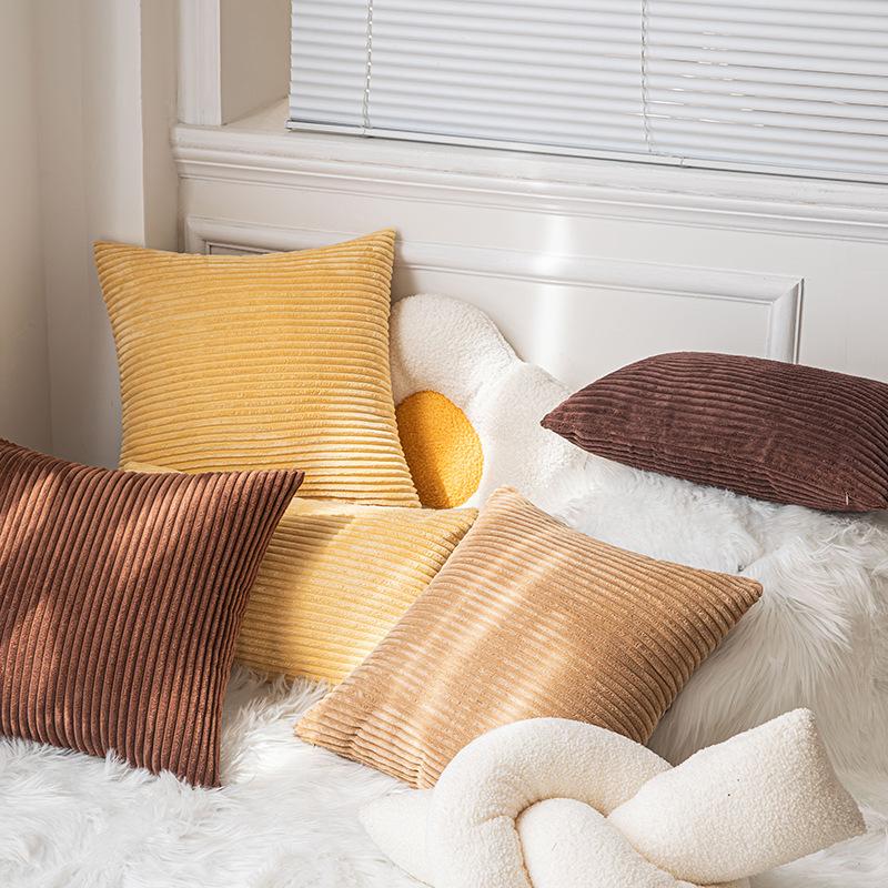 Oreiller en velours côtelé épi de blé Style Ins Coussin de canapé de salon Housse d'oreiller américaine Coussin de chevet
