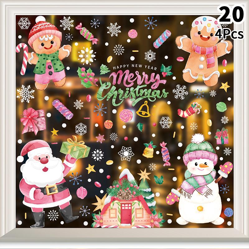 Removable Christmas Pvc Static Sticker Santa Window Stickers Beautify Snowflake Wall Decals New Year Party Glass Dress Up