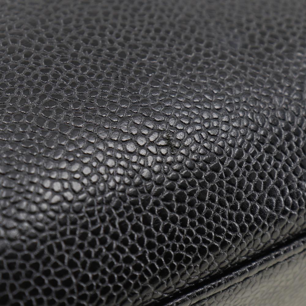 CHANEL logo Handbag black Caviar skin Women Used