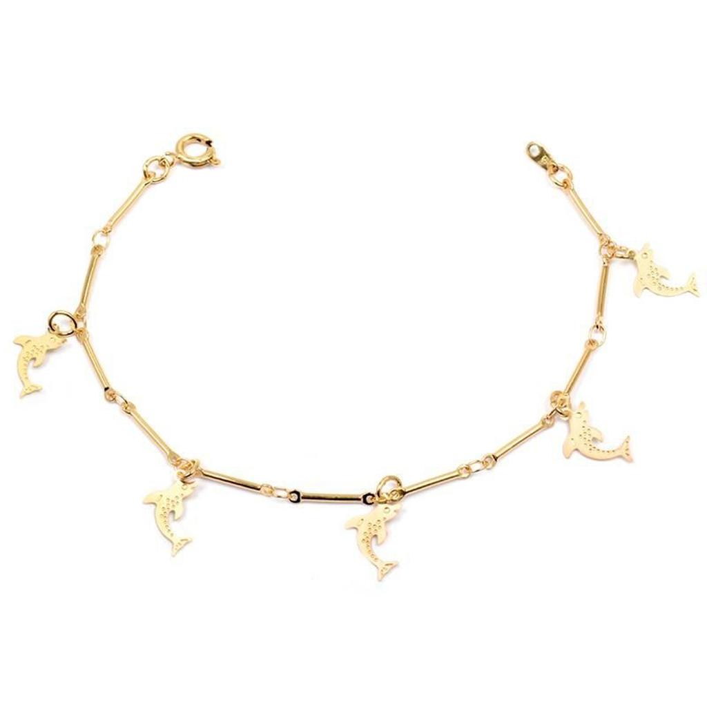 Les Trésors De Lily [M8875] - Gold Plated 'Dolphins' Bracelet - 13x7 Mm
