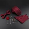 Men Tie Set Jacquard Woven Necktie Bowtie Tie Clipred For Groom Business Wedding Party
